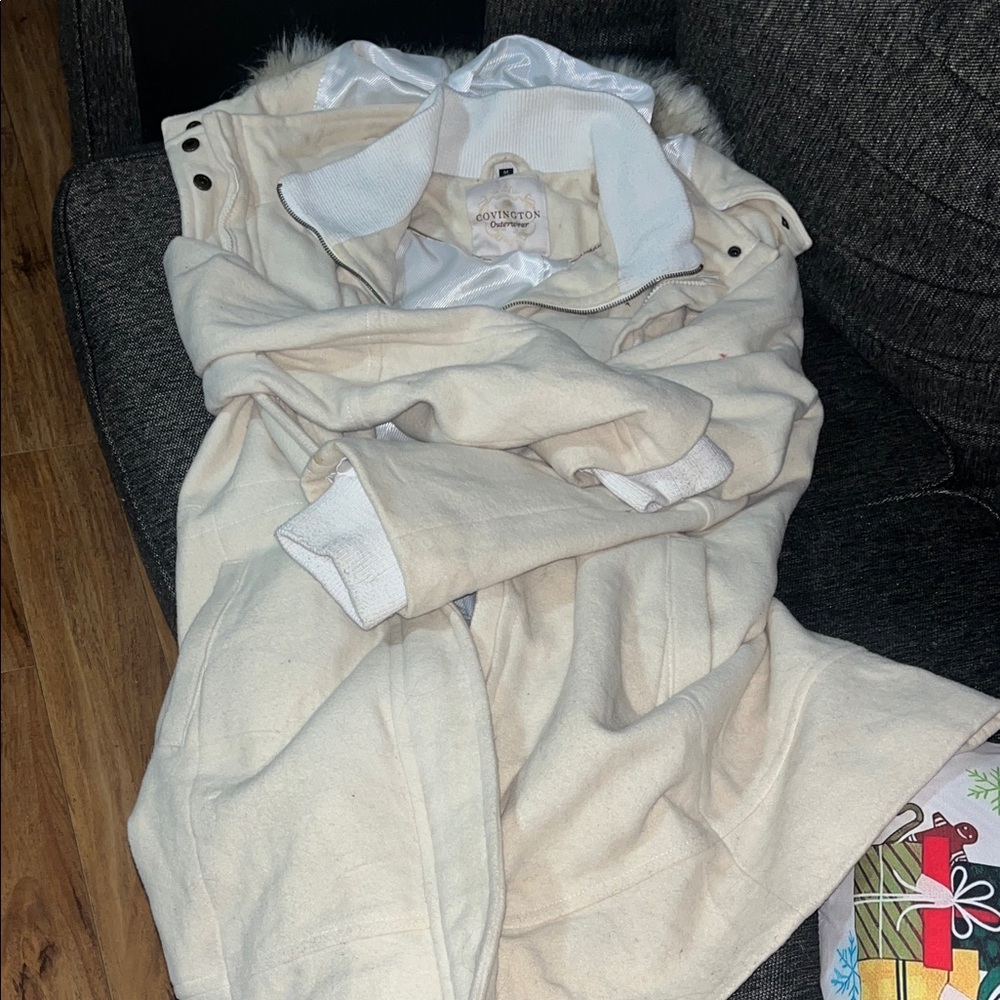Covington Cream Outerwear with Fur Trim